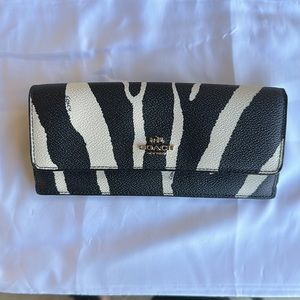 Coach Zebra print fold over wallet